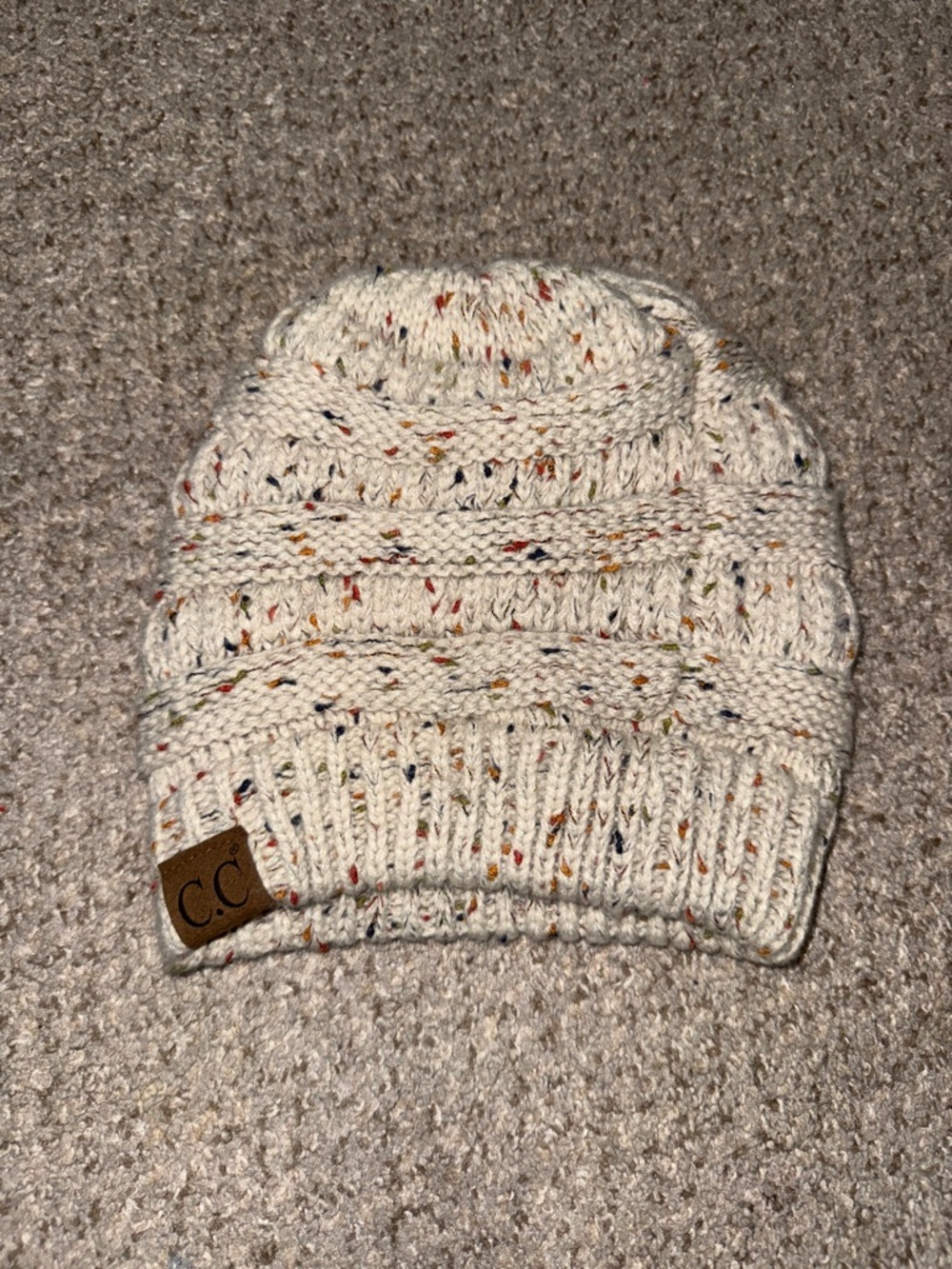 C.C Cream Speckled Knit Beanie Womens